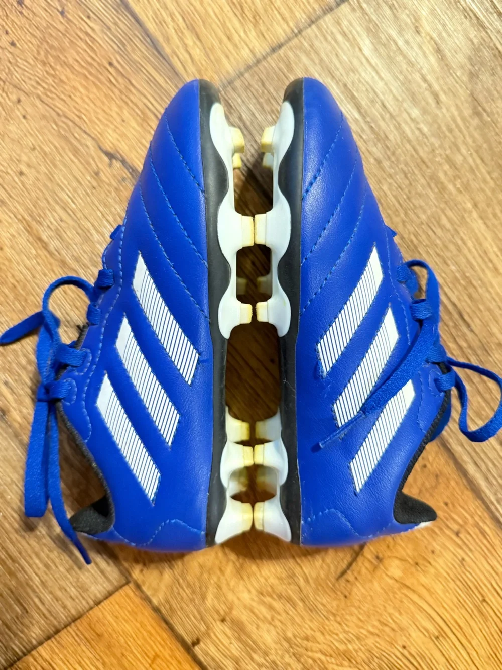 Adidas Kids Blue Soccer cleats with White Stripes- size: 12